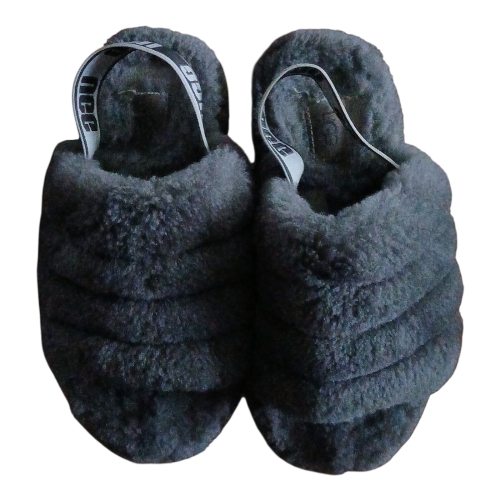 UGG Kids Gray Fluffy Slippers - Picture 4 of 7